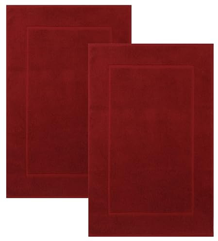 Betz Badvorleger Premium 50x70 cm 2er Set – Badematten aus 100% Baumwolle, ca. 650 g/m², Oeko-TEX® Standard 100, saugstark & weich Farbe dunkelrot