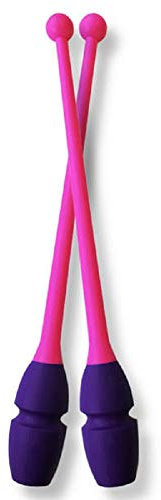 Pastorelli Rhythmic Gymnastics connectable Clubs (children size), mod. MASHA - 36 cm (Pink-Violet)