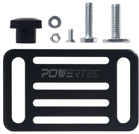 POWERTEC Plaque de montage à bascule avec boulons hexagonaux, boulons en T et fentes de montage réglables pour collier de serrage en T, gabarits et fixations de travail du bois, soudure, presse à