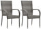 vidaXL 2X Gartenstuhl Stapelbar Stapelstuhl Stapelsessel Essstuhl Sessel Stuhl Lehnstuhl Balkonstuhl Terrassenstuhl Grau Poly Rattan