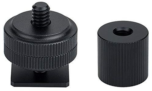 JJC Camera Hot Shoe Adapter - Cold Shoe Base with 1/4 Screw, Dual Locking Nuts + Barrel Nut Adapter Set for 1/4-20 Male/Female Screw Device Light Flash Mic Tripod, for SmallRig Magic Arm 1498 1497