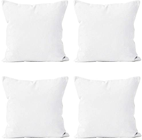 Encasa XO Christmas Throw Pillow Covers 16x16 - Sublimation Blank White 4 pc Pack with Invisible Zipper - Soft Polyester Twill Cushion Cases, suitable for DIY, Digital Printing & Painting