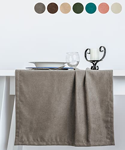 pamuq Tischläufer 48x160cm, samt, grau - abwaschbar & fleckenabweisend - Tischläufer modern schmal Table Runner Läufer Tisch-Deko Tischband Tafeltuch Tischtuch Tischläufer Ostern