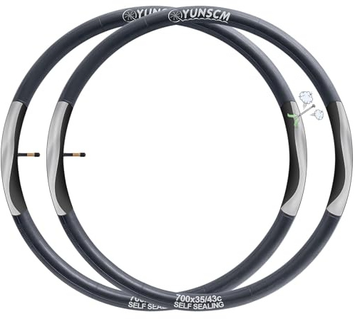 YunSCM 2PCS 35/43-622 Selbstdichtend 700C Schlauch 700x35C/38C/40C/42C/43C AV48mm Valve，pannensicherer，Selbstreparierender，Kompatibel 700C Fahrradschlauch Verhindern und Reparieren