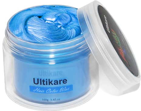 Cera Gris del color del pelo, Ultikare cera de color para el pelo Temporal Cera natural desechable para teñir el cabello en color Cosplay, partido (Azul)