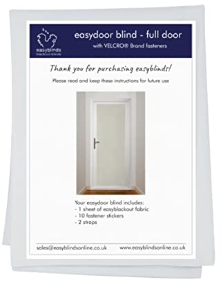 Easyblinds Easydoor blind for glazed doors, quick fix instant blind, white, full door standard width, self-adhesive attachments, cut to size and shape as required