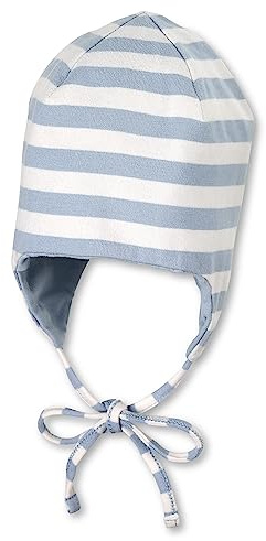 Sterntaler GOTS Mütze Streifen - Baby Mütze mit Streifen - Kindermütze Jungen aus Singlejersey mit Ohrenklappen und Bindeband