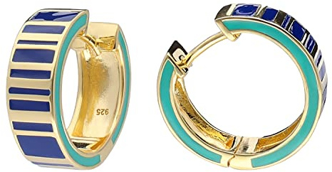 trendor Damen Ohrringe 925 Silber Vergoldet Emaillierte Klapp-Creolen 41663 | eleganter Ohrschmuck für Damen, zauberhafter Schmuck, zeitlose Geschenkidee,