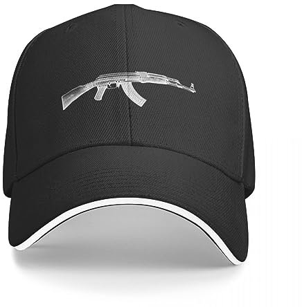 OAKITA Basecap AK-47 Kalaschnikow-Sturmwaffe aus Russland auf schwarzer Mütze Baseballmütze Golfhut Weihnachtsmütze Mütze Herren Damen