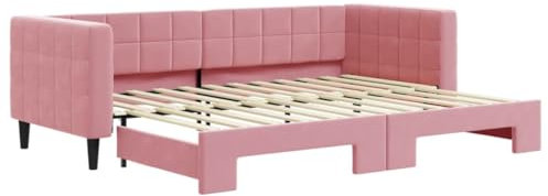vidaXL Dagbädd utdragbar rosa 80x200 cm sammet