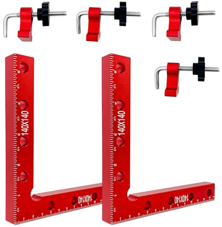 Winkelspanner 90 Grad 2 Stück, 140mm/5,5 Zoll Positionierwinkel Winkel Klemme Anschlagwinkel aus Aluminiumlegierung, Eckklemme Rechtwinklige Klemme Holzbearbeitungswerkzeuge (Stil B–2 Stück)