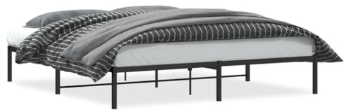 vidaXL Bettgestell, Bettrahmen mit Lattenrost, Bett Gästebett mit Stauraum, Metallbett Doppelbett Schlafzimmerbett, Schwarz 180x200cm Metall