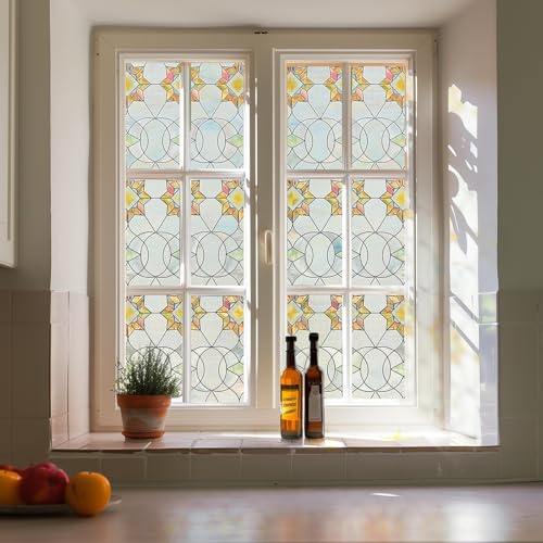 Decorative Window Privacy Film for Bathroom,Front Door,Home (Victoria, 23.6inch x 35.4inch)