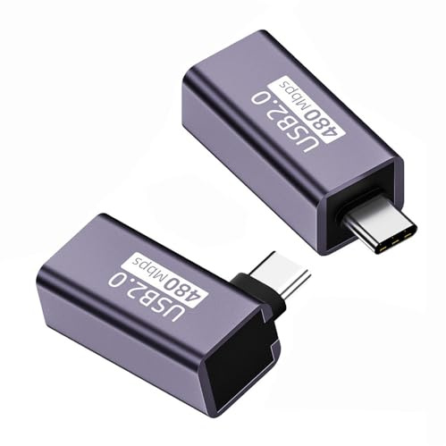 xiwai Lot de 2 connecteurs d'extension USB 2.0 type B femelle vers mâle de type C coudé et droit, pour imprimante, scanner, disque