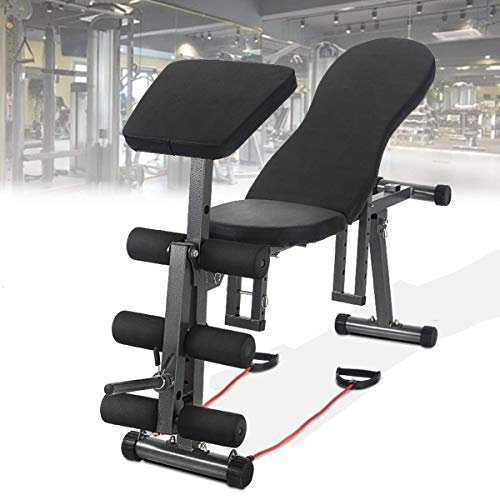 FHPEWXDG Klappbare 90°-Sit-Ups-Hantelbank, Multifunktion, Utility-Hantelbänke für Ganzkörpertraining, verwendbar als Flachbank/Schrägbank/Sit-Up-B
