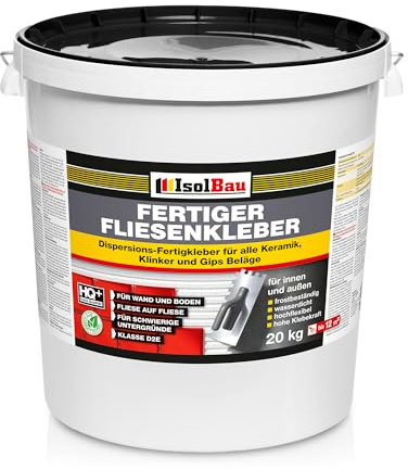 Isolbau Fertig-Fliesenkleber - 20 kg Eimer Dispersionskleber für Fliesen auf Wand & Boden im Innen- & Außenbereich