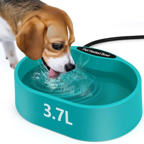 Diealles Shine Ciotola Riscaldata per Cani, Ciotola Riscaldata per Animali Domestici da 3,7 L, Ciotola Riscaldata per L'abbeveraggio Antigelo, Cavo Anti-Morso da 2 M, Ciotola Riscaldata per Cani