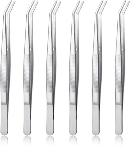 6 pinzette in acciaio inox antistatiche pinzette per becco d'aquila in acciaio inox, pinzette di precisione per macchina da cucire, pinzette curve, pinzette per artigianato, elettronica, saldatura,