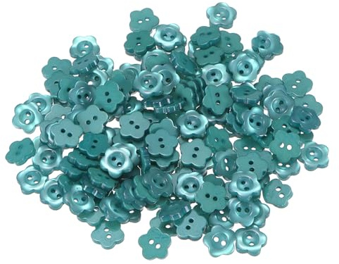 QUARKZMAN 150 Stück Knöpfe 11mm Blumenform Bastelknöpfe Seeblau Nähknöpfe Harz 2-Loch Kunststoffknöpfe Blumenknöpfe für Nähen DIY Handwerk Scrapbooking Dekor Kleidung Blusen Hemden