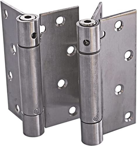 DIY 4 Inch Stainless Steel Self-Closing Single Action Silver Spring Door Hinge,Adjustable Tension,Waist Doors, Fire Doors and Other Access Doors.
