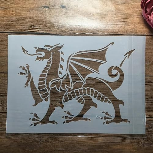 Schablonen zum Malen, A4, 29 cm, Drache, wiederverwendbare Kunststoff-Schablonen zum Malen auf Holz, Wand, Stoff, Stein, Leinwand