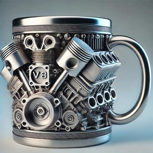 Tazza da caffè Motore per Auto, Tazze Motore V6/V8, Tazze da caffè Personalizzate con Manici, Grande Tazza d'Acqua per caffè, tè, Cacao Caldo, Latte V8