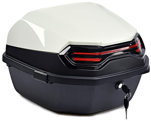 Baúl Superior para Motocicleta, Impermeable, Universal, con Cerradura para Guardar Casco, Scooter y ciclomotor, con Placa Base.White,35L