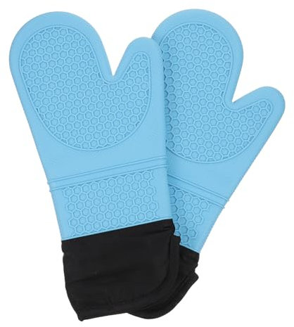 Mobestech 2pcs Silicone Oven Mitts Heat Insulation Gloves Kitchen Oven Gloves Heatproof Glove Double Oven Gloves Practical Mitts