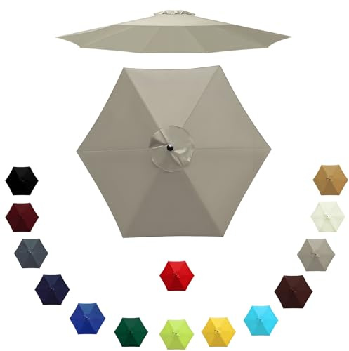 Outdoor Umbrella Replacement Canopy for 6 Ribs/8 Ribs, 2m/2.3m/2.7m/3.0m Patio Parasol Replacement Top UV Protection Waterproof, Umbrella Cover Standby for Garden Deck Backyard(Top color,2.0m/8 Arms)