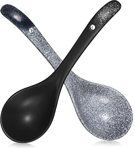 Alipis Lot de 2 Louches à Soupe en Céramique Grosse Taille, Manches Longs Anti-brûlure, Couleurs Bleu Profond et Blanc Cassé, Style Japonerie, Cuisine Maison et Restauration