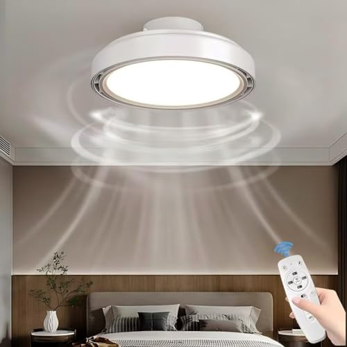 AstrizLamp Silenzioso Ventilatore da Soffitto con Luce e Telecomando, Ventola Soffitto Senza Pale con Moderno LED, 6 Velocità Reversibili, Smart Ventilatore Lampada per Camera da letto e Soggiorno