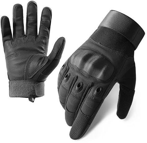 AlloTemlass Tactical Hard Knuckle Gloves | Touchscreen Fingers, Impact Protection, Breathable | Durable for Shooting, Hunting, Outdoor Work-Black L
