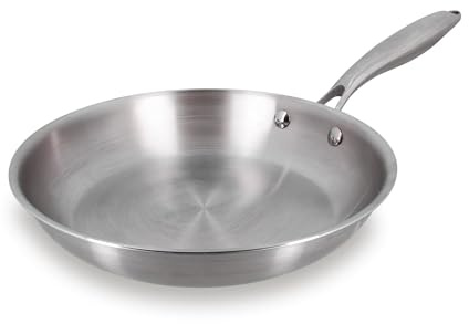 MENASTYL - Poêle inox 24 cm Trinox tous feux dont Induction - Structure 3 couches inox/aluminium - Qualité Professionnelle - Sans substances nocives - Lave-vaisselle - Poignée rivetée - 6020145