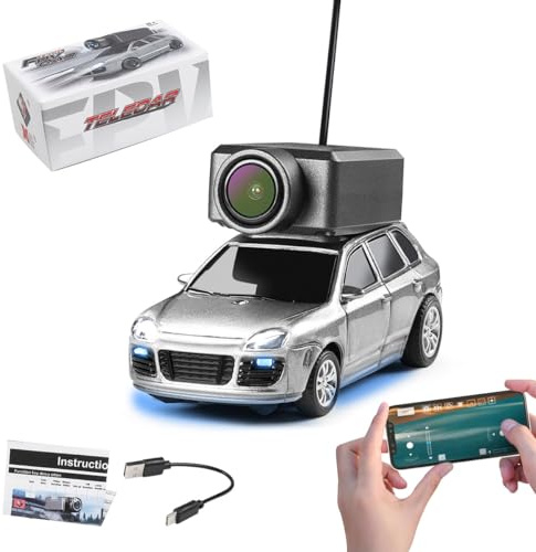 WANENGEDIY FPV Min RC Auto mit Kamera, WL 1/64 Maßstab App-gesteuertes, vollproportionales FPV Mini-Renn-Drift-Auto mit 3 Geschwindigkeitsmodi und Unterbodenbeleuchtung, Geschenke für RC Fans