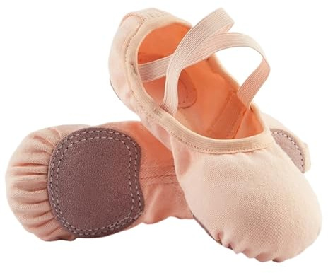 Balettskor för flickor och kvinnor, elastisk duk, dansskor med elastisk delad mjuk sula för kvinnor, Färg: rosa, 40