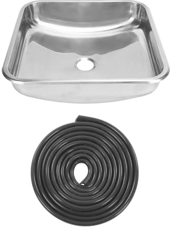 Lavello per in acciaio inossidabile 304, 13 x 13 x 3,1 pollici, quadrato, cucina, bagno, lavabo, per, barca, camion di cibo per cavalli, design a incasso con uscita rotonda