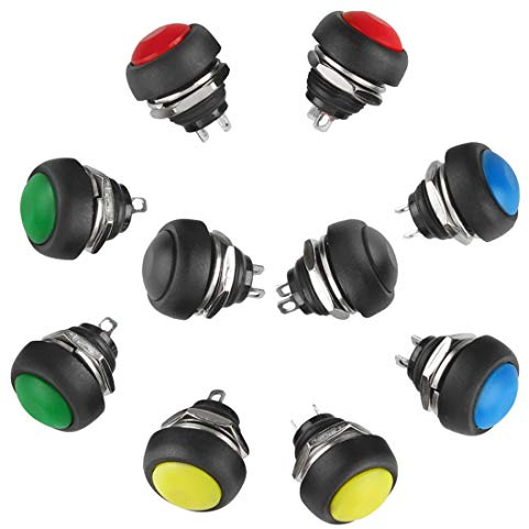 Larcele 10 Stück 12mm Momentan Wasserdicht Push Button Mini DruckTaster Druckknopf ANKG-01 (5 Farben) MEHRWEG