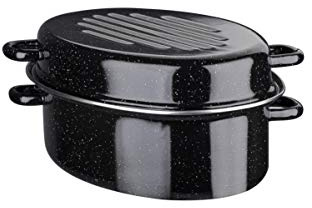 GSW Stahlwaren GmbH Oval Bräter, schwarz, 38 x 18 cm, 9 Liter
