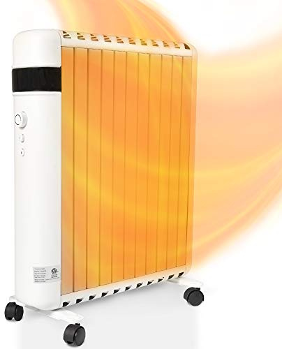 E-Macht 1500W Portable Space Heaters Adjustable Thermostat Room Heater with 2 Heat Modes and Movable Wheels Overheat Protection & Tip-Over Protection for Indoor Use (no spot)