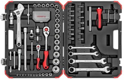 GEDORE red Steckschlüsselsatz, Set 97tlg, 1/2 1/4 Zoll Antrieb, Adapter Werkzeug, Knarre Nüsse Bithalter Bits, R46003097