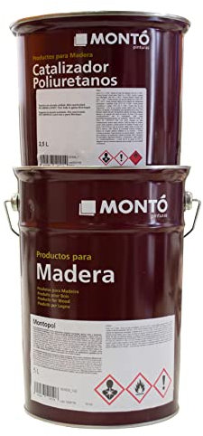 Montopol Blanco Brillo 80 + Catalizador Montopol NA. Barniz Poliuretano al Disolvente de Acabado de Dos Componentes. Excelente Blancura, Cubrición y Resistencia al Amarilleo. (7kg (5kg + 2kg))