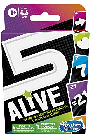 Hasbro Gaming 5 alive-kortspel, spel för barn och familjer i högt tempo, familjespel, snabba kortspel för 2 till 6 spelare (svenska/finska)