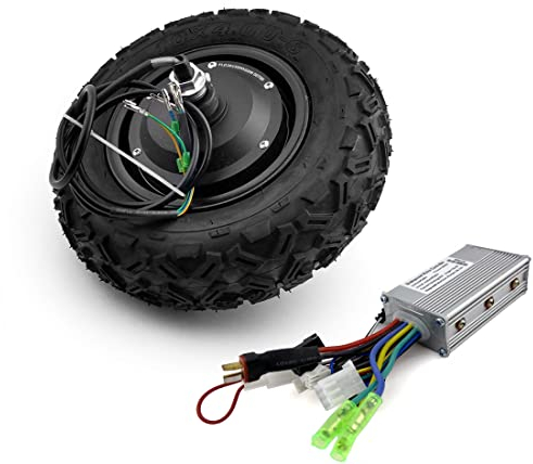 L-faster Ruota pneumatica da 25,4 cm, 350 W, motore elettrico brushless con ruote fuoristrada senza camera d'aria ad alta torsione per carriola e bici (48 V 350 W)