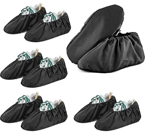 TSHAOUN 4 Pares Cubiertas de Zapatos Reutilizables, Cubrezapatos Antideslizantes Cubiertas de Zapatos, Cubiertas de Botas Impermeables para Interiores Protección para el Hogar, la Oficina (Negro)