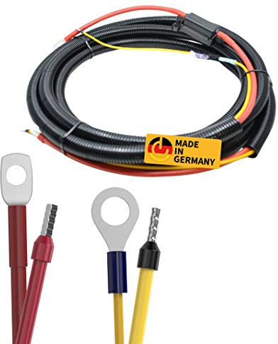 CAMPERPOWER | 3,5m Anschlusskabel für Laderegler | bis 30A Stromstärke | Verbindung Laderegler zu Batterie l M8 Batterieanschlussöse | 10mm² | inkl. 40A Sicherung | MADE IN GERMANY