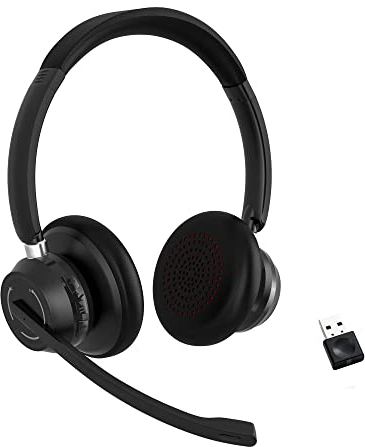 SUNITEC Headset mit Mikrofon, Kabellos Bluetooth Headset mit Mikrofon, 45H Stunden Sprechzeit für Laptop/PC/Mac, Wireless 5.1 mit USB-A Dongle mit Geräuschunterdrückun für Handy, Büro