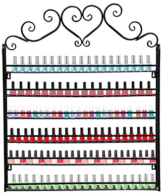 kangten Metall Nagellackregal 6-Tier Nagellack Aufbewahrung Wandregal Schwarz Lippenstiftständer für Damen