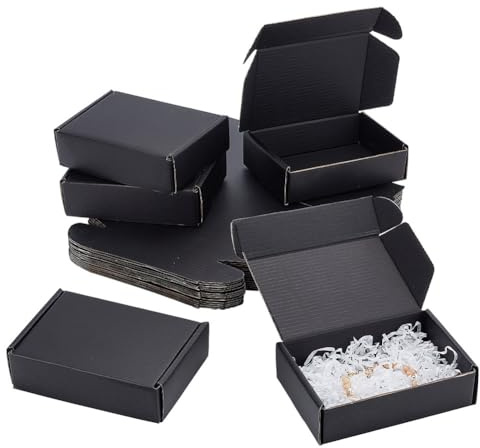 PH PandaHall Cajas de envío de cartón 20 paquetes de cajas de regalo negras, pequeñas cajas de envío, cajas de cartón kraft, cajas de envío de cartón corrugado para embalajes, envío postal, empresas