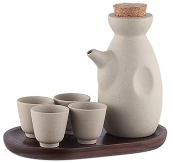 Pichet d’eau en verre Pot à saké rétro en céramique avec un demi-catty de liqueur shochu pot à vin chaud ancien petit pot à vin tasse à vin tasse pot ensemble à vin Bouilloire froide (Color : A)