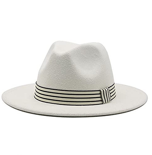 NOAMED Fengyan Hüte Outdoor Top Reise Hüte Herbst Winter Fedoras Damen Filzhut Erwachsene Jazz Panama Hut, weiß, 6 7/8-7 1/8